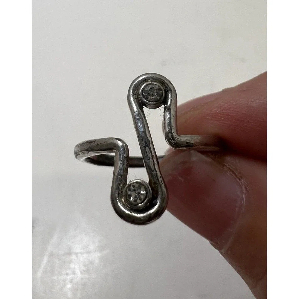 Vintage Style Silver Faux Crystal Ring Set Of 4 Halo Eternity Minimalist Bands